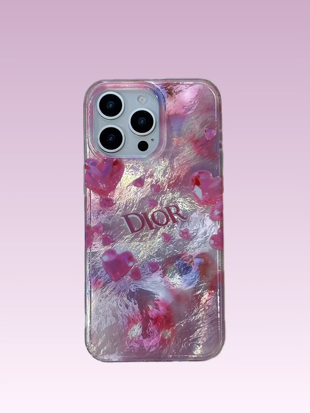 Luxury CD-Inspired Heart Design Phone Case – Elegant & Stylish