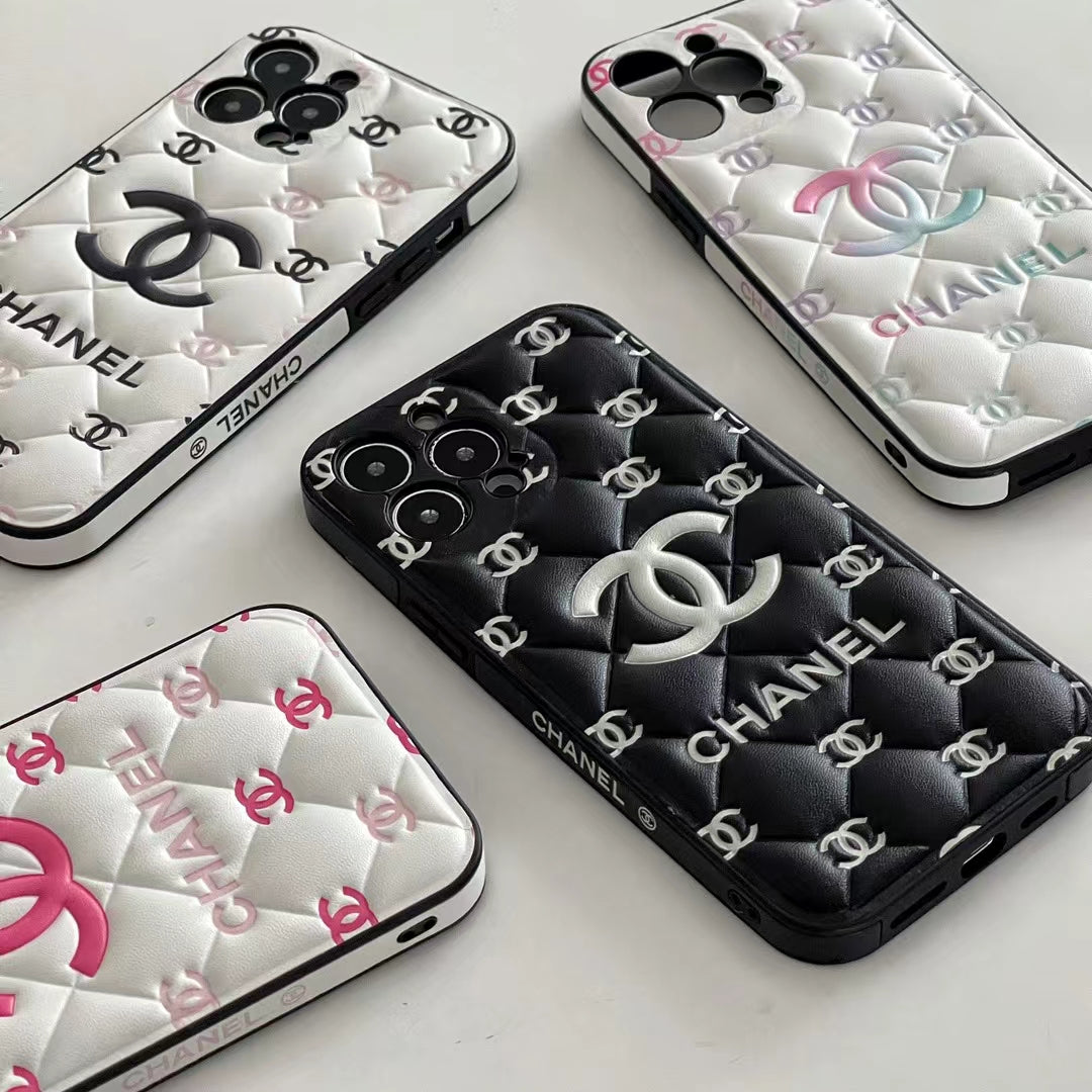 Luxury Embossed Quilted CC Monogram iPhone Case