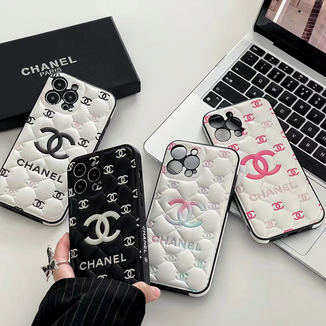 Luxury Embossed Quilted CC Monogram iPhone Case