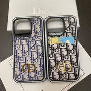 Luxury CD Monogram Phone Case with Gold CD Accent & Card Holder