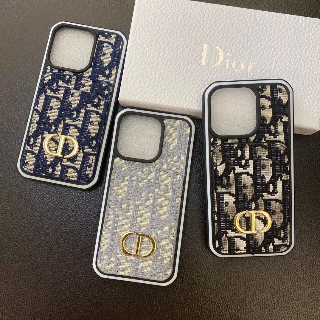 Luxury CD Monogram Phone Case with Card Holder – Stylish Design
