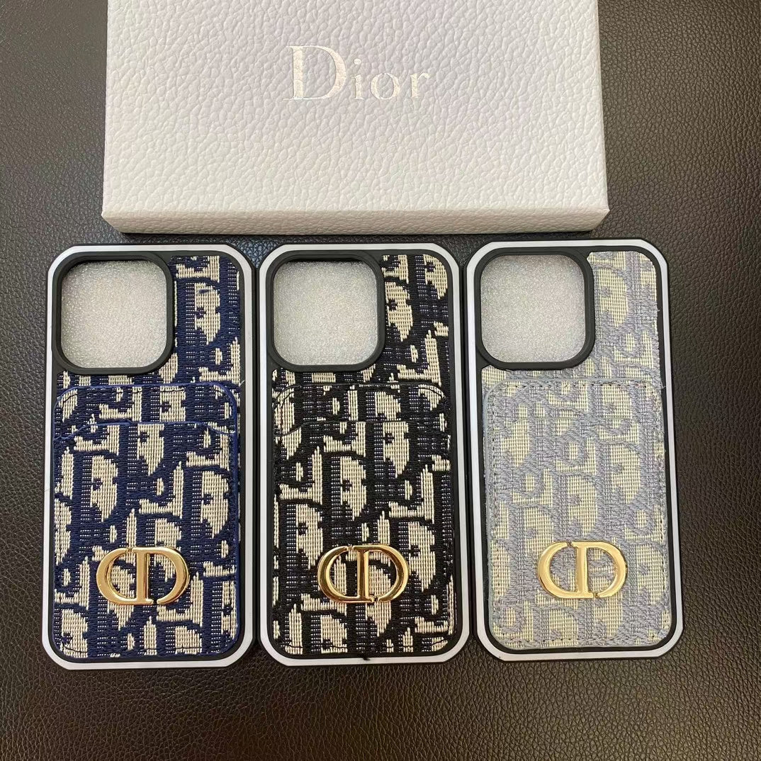 Luxury CD Monogram Phone Case with Card Holder – Stylish Design