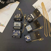 Luxury CD Monogram AirPods Case with Chain and Keyring