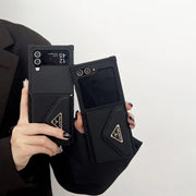 Luxury PR Designer-Inspired Z Flip Phone Case with Card Holder