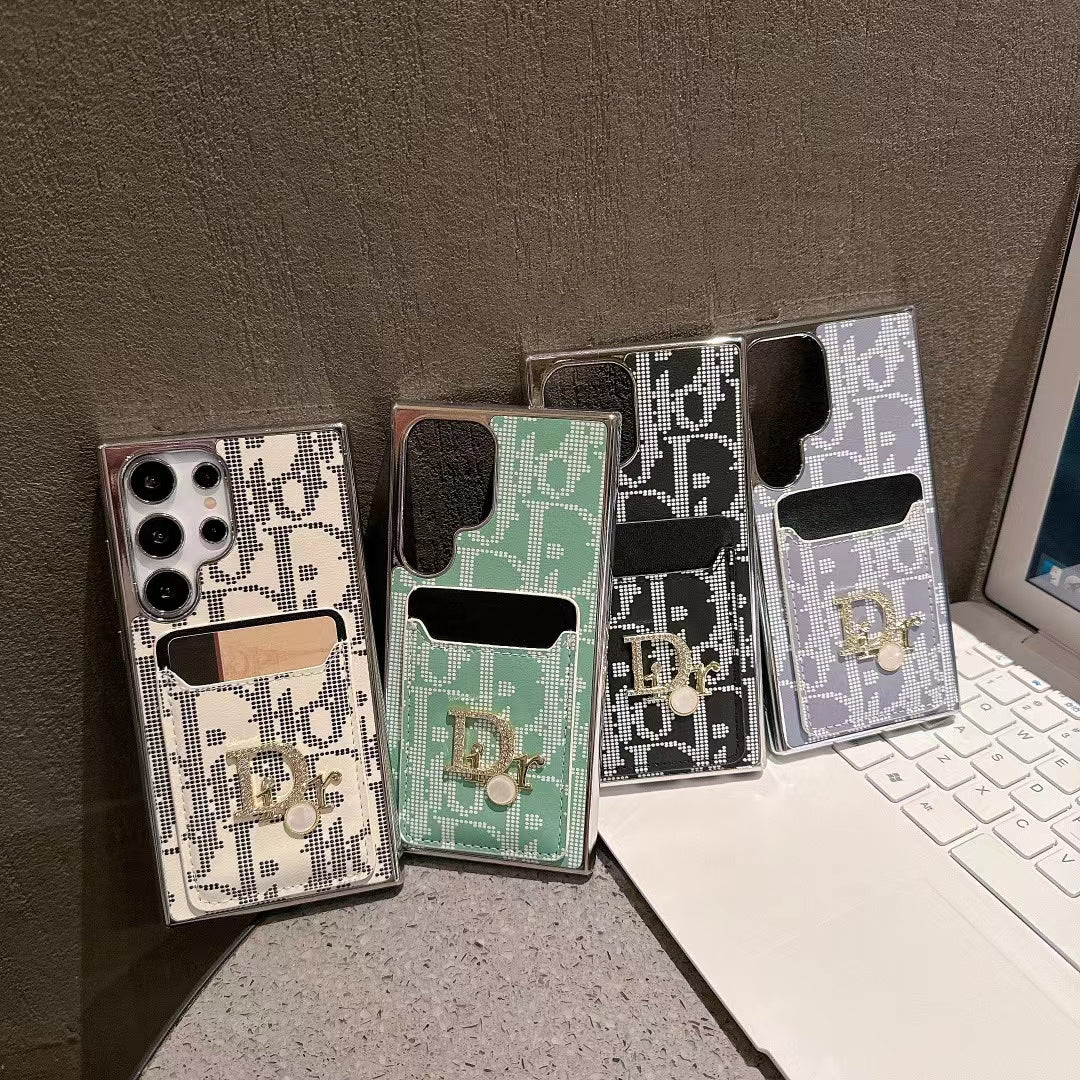 Luxury CD-Inspired Monogram Cardholder Phone Case