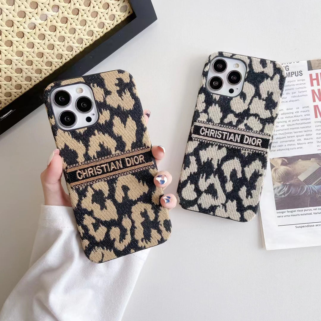 Luxury CD Monogram Leopard Phone Case