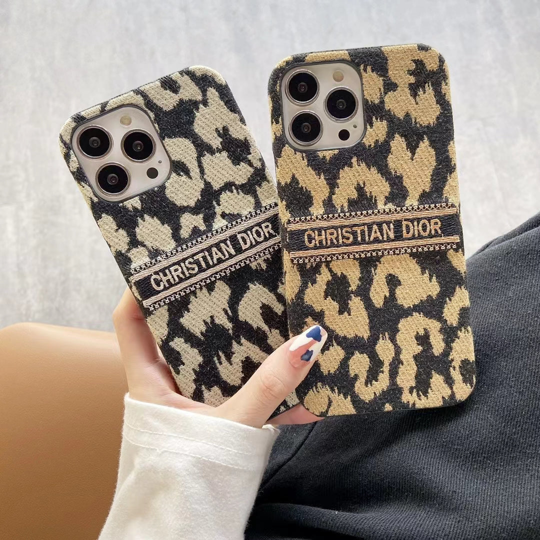 Luxury CD Monogram Leopard Phone Case