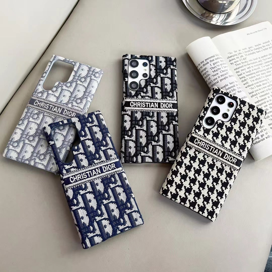 CD Phone Case – Luxury Monogram & Houndstooth Design