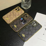 Coach Monogram Phone Case with Gold Accents and Card Holder