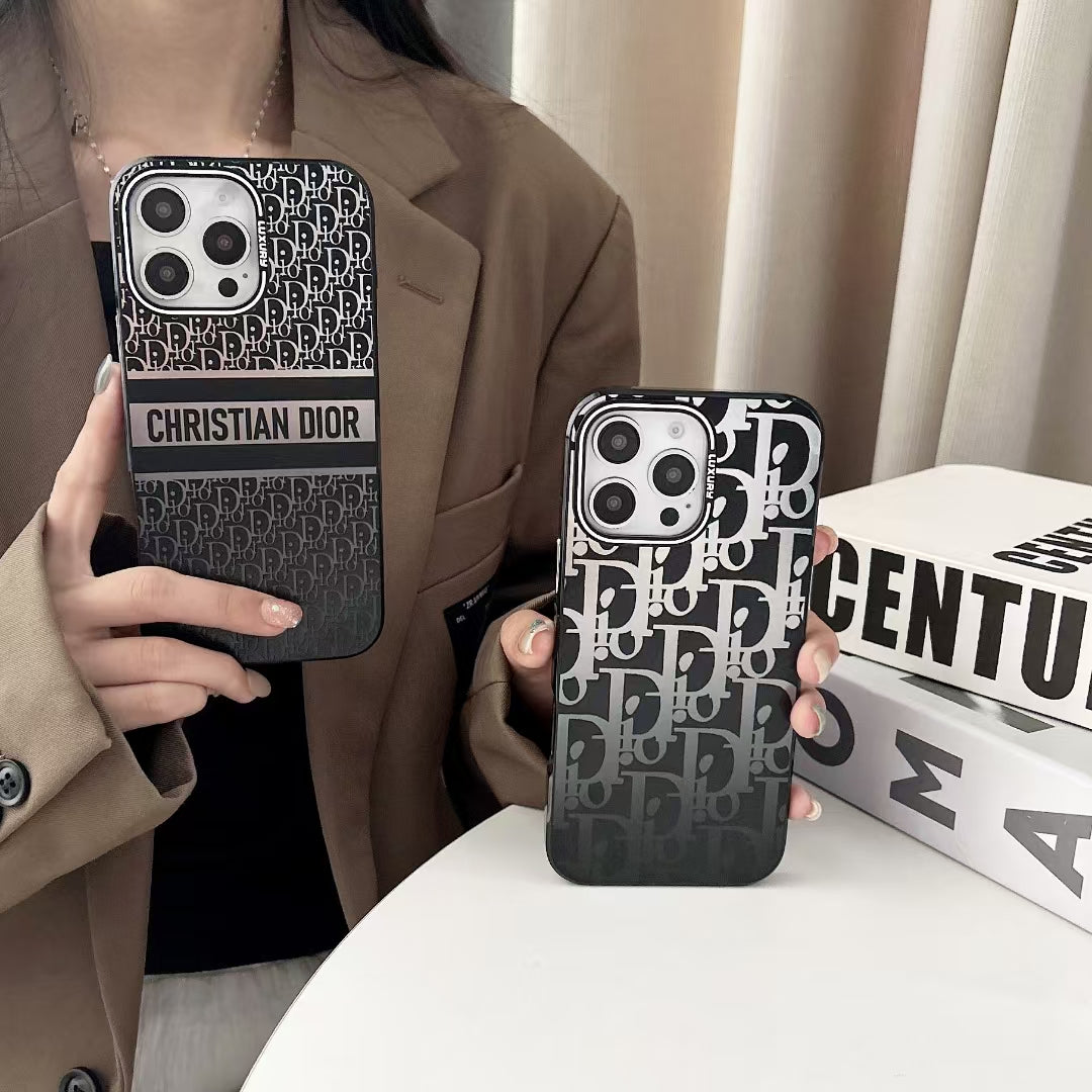 Elegant CD Gradient Monogram Phone Case Set – Luxury Design