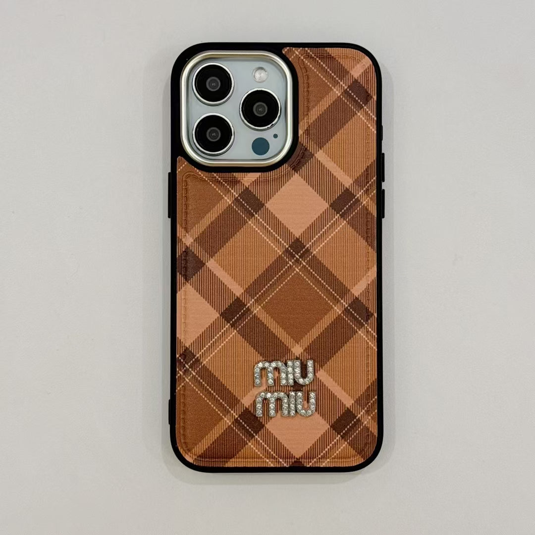 Luxury Plaid Miu-Phone Case – Stylish & Durable Design