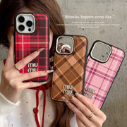 Luxury Plaid Miu-Phone Case – Stylish & Durable Design