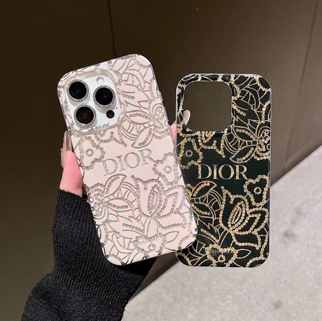 Luxury CD Floral Monogram Phone Case Set – Elegant Design