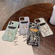 Luxury CD Monogram Wallet Phone Case with Card Holder and Pearl Charm