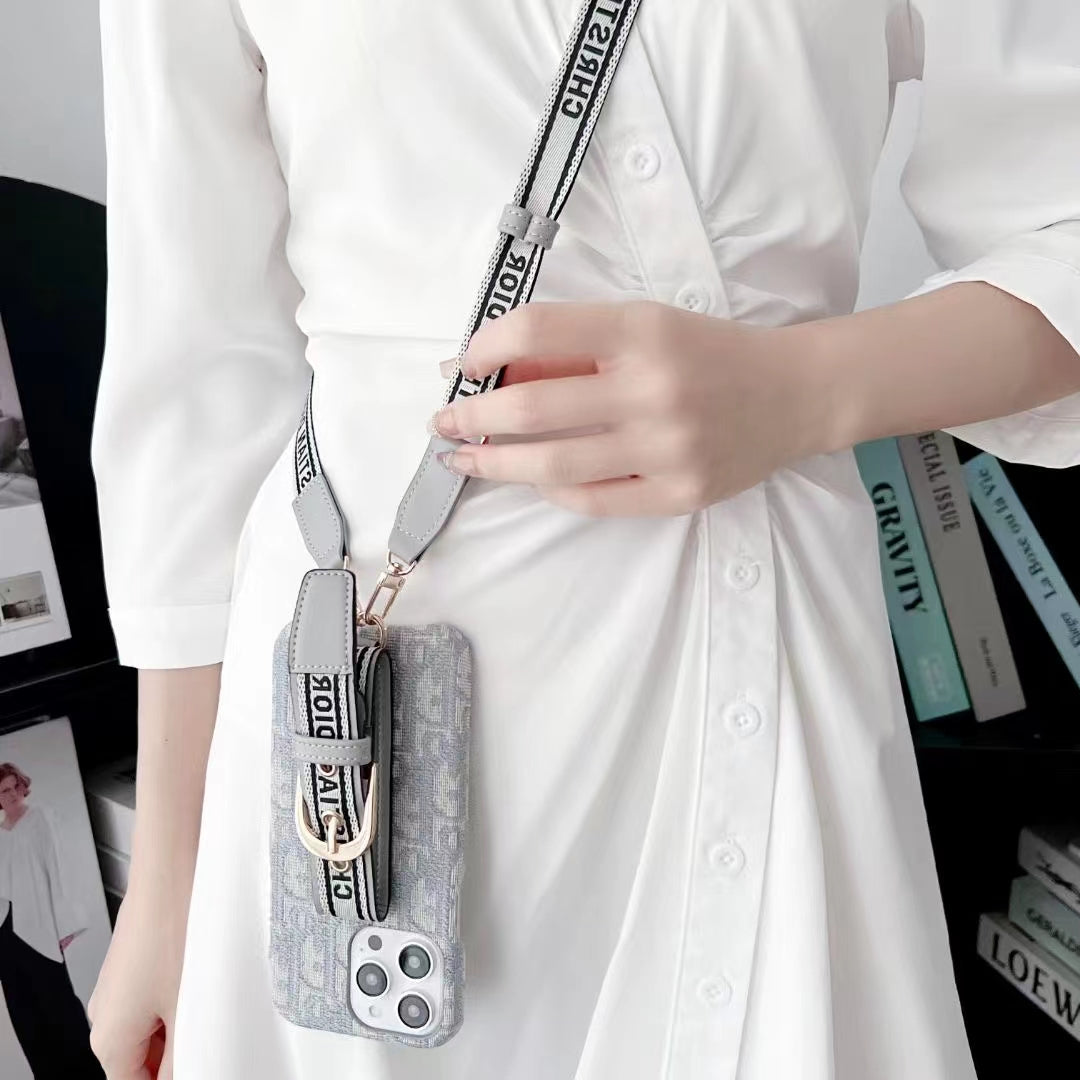 Luxury CD Monogram Crossbody Phone Case with Adjustable Strap