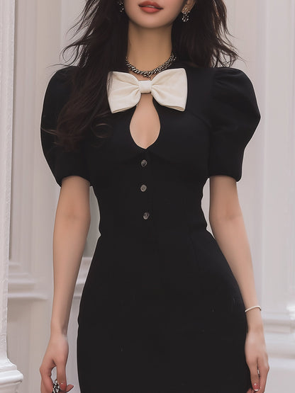 Fantasy Pro Black Mini Dress with White Bow Cutout