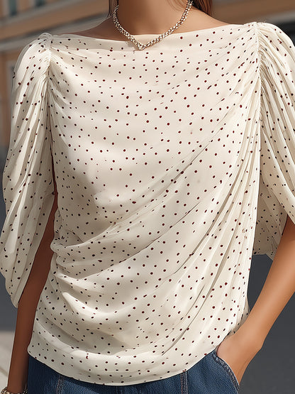 Fantasy Pro Cream Polka Dot Blouse with Flowy Dolman Sleeves