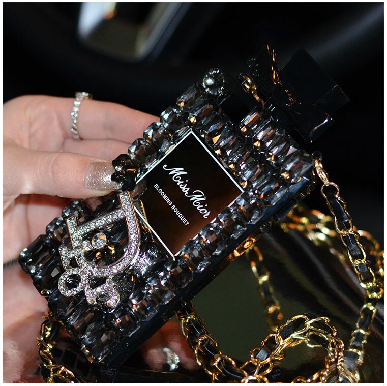 Luxury CD Perfume Bottle Phone Case with Rhinestone Charm