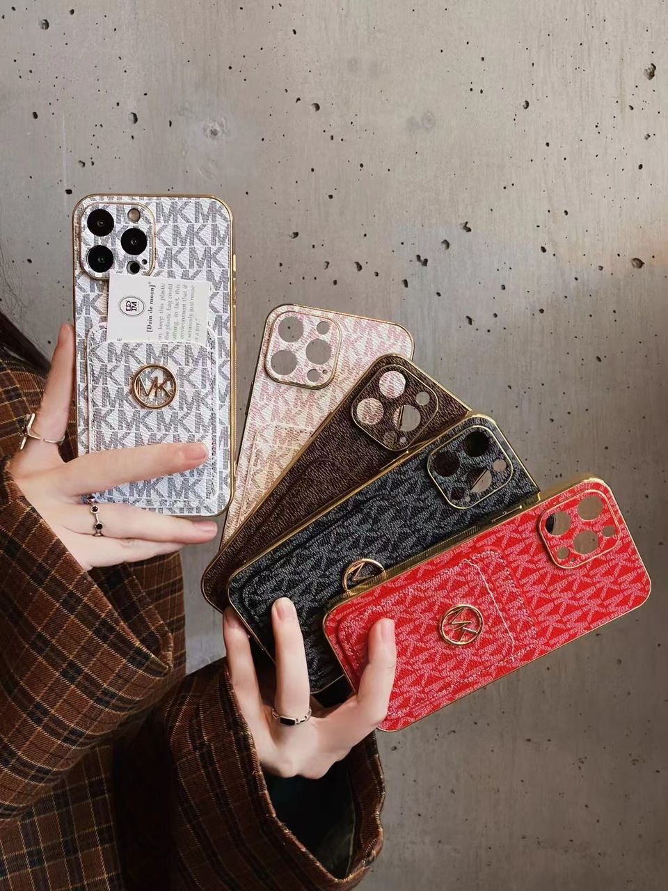 MK Monogram Phone Cases with Card Holder