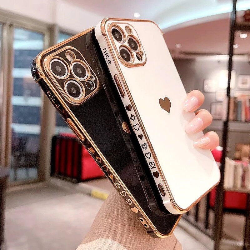 Luxury Electroplated Love Heart Phone Case