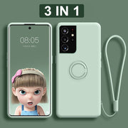 3IN1 Stand Magnetic Ring Liquid Silicone Back Cover