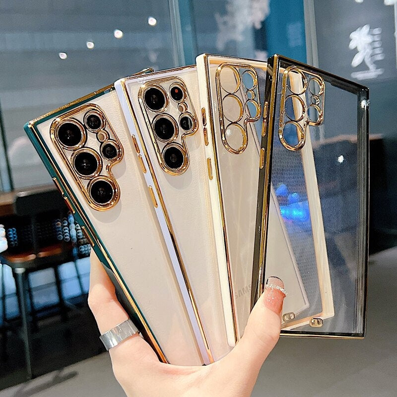 Classic Transparent Silicone Plating Frame Square Case