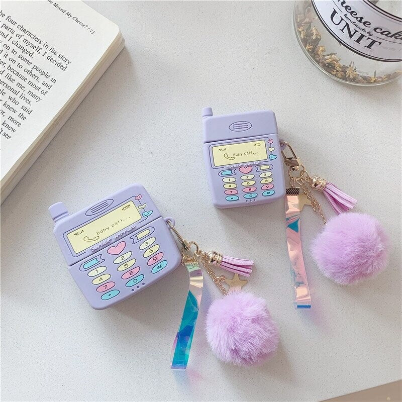 Cute Purple Baby Call Love Heart Earphone Case