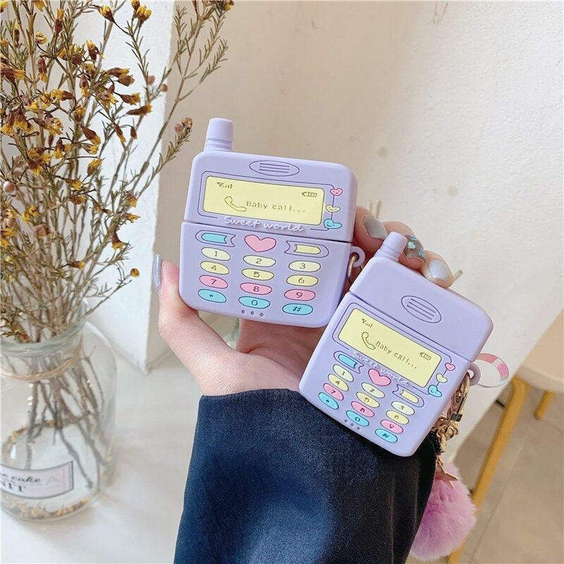 Cute Purple Baby Call Love Heart Earphone Case